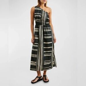 Rails Black and Cream One-Shoulder Dress